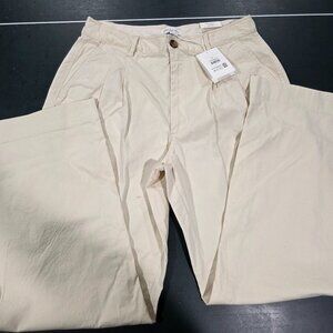 Free Assembly Chino Pants Womens 12 Cream Wide Leg High Rise Skater 90s